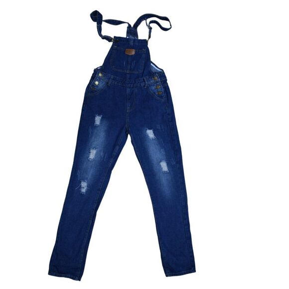 Women's Overalls Size XS Adjustable Strap Distressed Denim - Picture 1 of 11